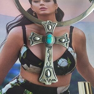 STERLING ilver Cross Pendant with Turquoise Stone